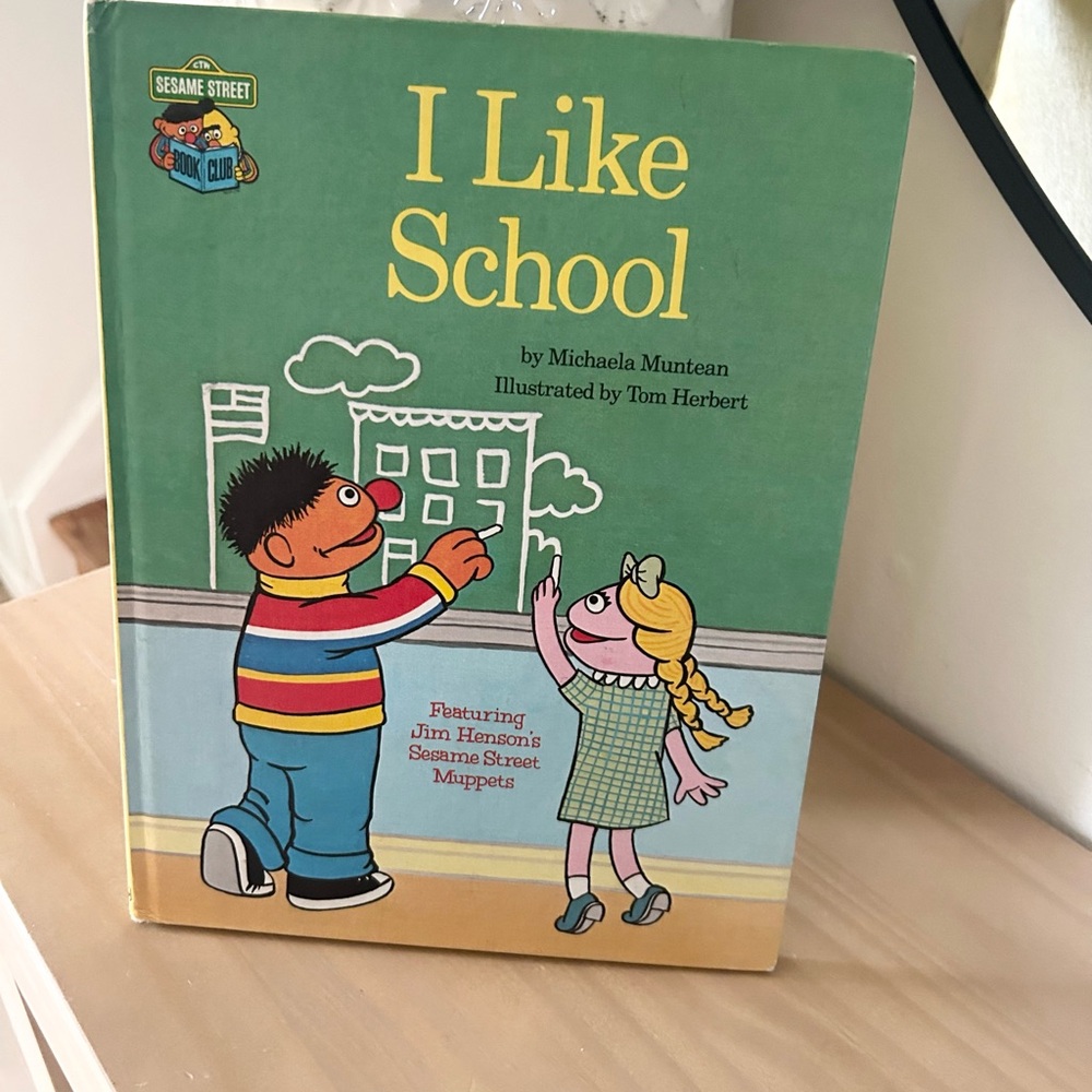 Vintage 1980 Sesame Street I Like School Hardcover Collectible Early Reader
